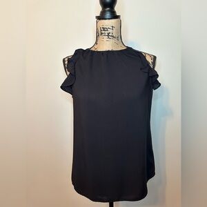 Old Navy Ruffle Shoulder Tank Top Black Sleeveless Women’s Small